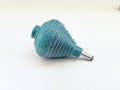Plastic Blue Color Spinning Top of Buguri with Black thread on white background