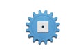 Plastic blue gear on a white background, isolate. The concept of interaction, process. The photo