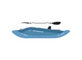 Plastic blue kayak with paddle isolated icon