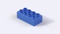 Plastic Blue Lego Block on a White Background, 3d render