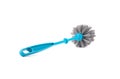 Plastic blue toilet brush with a handle to the camera Royalty Free Stock Photo