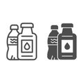 Plastic bottle ban line and glyph icon. Plastic package ban vector illustration isolated on white. Ecological outline