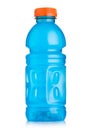 Plastic bottle of blue energy drink on white background. Perfect for workout and all athletics Royalty Free Stock Photo