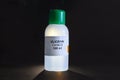 Plastic Bottle of C3H8O3 Glycerin, medical glycerol, , used for wound treatment in healthcare system, isolated on a black