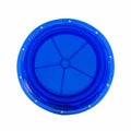 Plastic bottle cap for water isolated on white, top view. Plastic bottle cap blue, isolate. Blue plastic cap isolated on Royalty Free Stock Photo