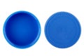 Plastic bottle caps isolated against a white background. of blue