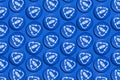 Plastic bottle caps. Recycle icon. Recycling collection. Ecology. Background. Royalty Free Stock Photo