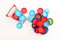 Plastic bottle caps. Separate garbage collection. Royalty Free Stock Photo