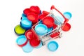 Plastic bottle caps. Separate garbage collection. Royalty Free Stock Photo
