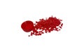 Plastic bottle crushed in the recycle process. Red PET bottle flake on the white background. Royalty Free Stock Photo