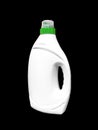 Plastic bottle for detergent cleaning agent iIsolated on black background. Plastic bottle isolated with clipping path. Empty space Royalty Free Stock Photo