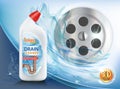 Plastic bottle with detergent. Packaging of drain cleaner Royalty Free Stock Photo