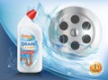 Plastic bottle with detergent. Packaging of drain cleaner