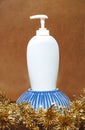 Plastic bottle with dispenser pump for liquid soap , gel, lotion, cream, shampoo, bath foam Royalty Free Stock Photo