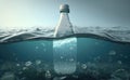 Plastic bottle drifting in ocean water Royalty Free Stock Photo