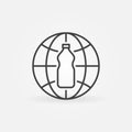 Plastic Bottle with Earth Globe linear vector concept icon Royalty Free Stock Photo