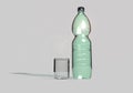 Plastic bottle and glass
