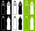 Plastic bottle icon with recycle sign. Arrow sign for recycling waste, used raw materials. Caring for environment. Green modern