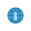 Plastic Bottle inside Earth Globe vector concept blue icon