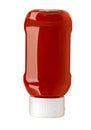 Plastic bottle of ketchup on white background Royalty Free Stock Photo