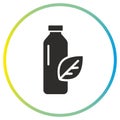 plastic bottle with leaf icon, bioplastic, biodegradable package