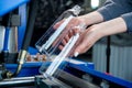 Plastic bottle making process Royalty Free Stock Photo