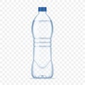 Plastic bottle with mineral water on alpha transparent background. Photo realistic bottle mockup vector illustration. Royalty Free Stock Photo