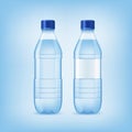 Plastic bottle of mineral water with and without label on a white background, vector. Royalty Free Stock Photo