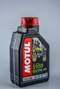 Plastic bottle of motor oil Motul