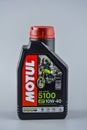 Plastic bottle of motor oil Motul