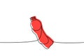 Plastic bottle one line colored continuous drawing. Water bottle continuous one line colorful illustration. Vector