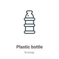 Plastic bottle outline vector icon. Thin line black plastic bottle icon, flat vector simple element illustration from editable Royalty Free Stock Photo