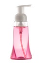 Plastic Bottle with pink liquid rose soap isolated on white bac Royalty Free Stock Photo