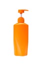 Plastic bottle pump head color Orange isolate