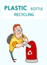Plastic bottle recycling process vector illustration. Royalty Free Stock Photo
