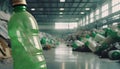 Plastic bottle in recycling production hall .ai generated Royalty Free Stock Photo