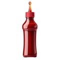 Plastic Bottle Of Red Sauce With Dripping Cap. Condiment Packaging And Culinary Presentation Isolated On Transparent Royalty Free Stock Photo