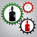 Plastic bottle silhouette with water and siphon. Vector. Three c Royalty Free Stock Photo