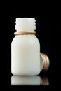 Plastic Bottle of Suspension (Liquid Medicine) on Black Background Royalty Free Stock Photo