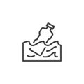 Plastic bottle, water pollution line icon