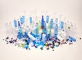 Plastic bottles, plastic caps. Plastic recycling concept. Royalty Free Stock Photo