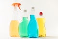 Plastic bottles with cleaning fluids Royalty Free Stock Photo