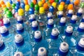 Plastic bottles, colorful caps. Royalty Free Stock Photo