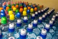 Plastic bottles, colorful caps. Royalty Free Stock Photo