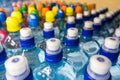 Plastic bottles, colorful caps. Royalty Free Stock Photo