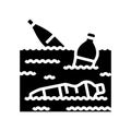 plastic bottles floating ocean glyph icon vector illustration Royalty Free Stock Photo