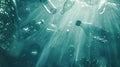 Plastic Bottles Underwater.AI generated image Royalty Free Stock Photo