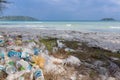 Plastic bottles, garbage and wastes on the beach of Koh Rong, Ca