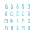 Plastic bottles line vector icons set