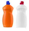 Plastic bottles with liquid laundry detergent, cleaning agent, Royalty Free Stock Photo